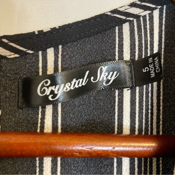 CRYSTAL SKY Women’s Black White Stripe Jumper Pantsuit Short Sleeve Size 5 - Picture 5 of 12